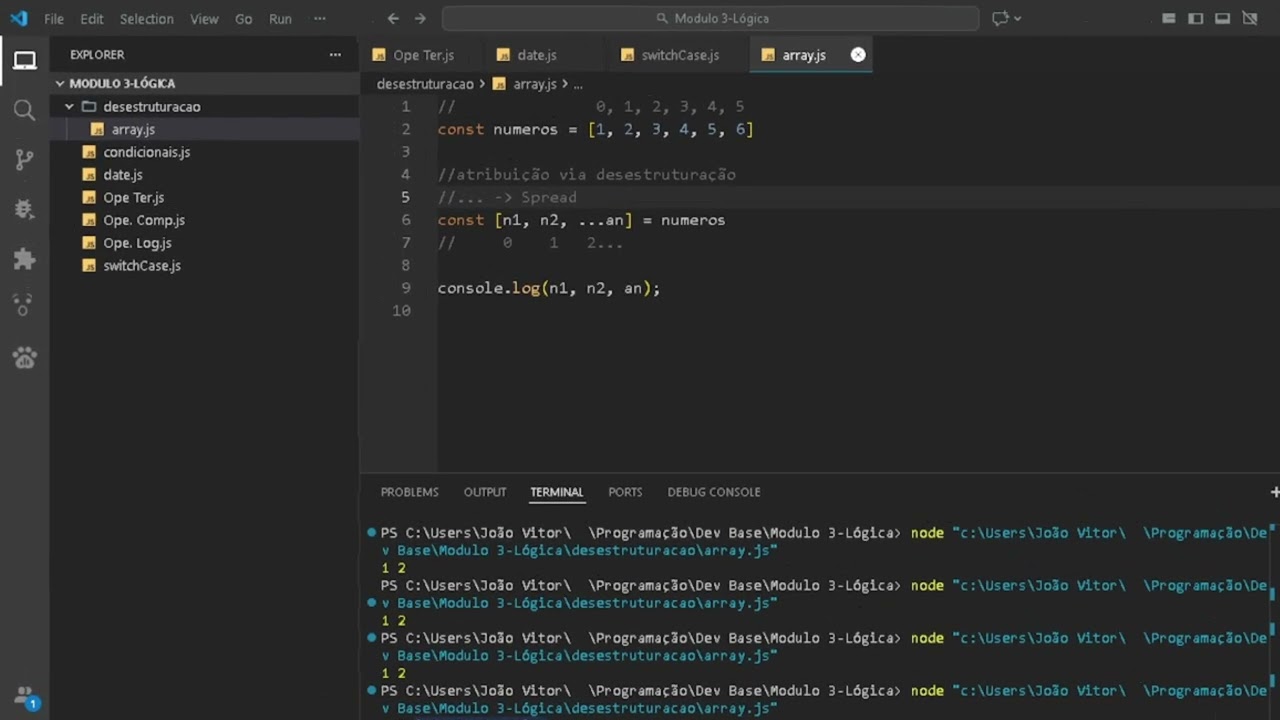 AULA 23 - Desestruturando Arrays