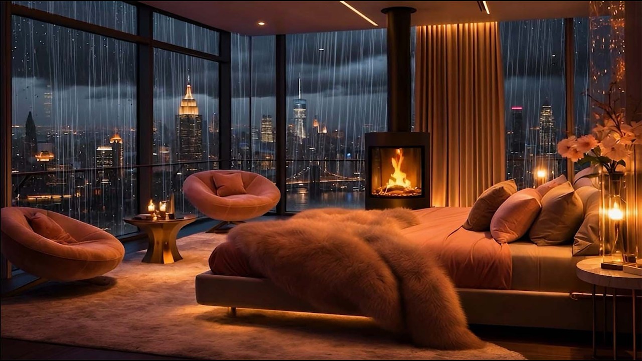 I fall into a deep sleep looking at the beautiful New York night view where it rains