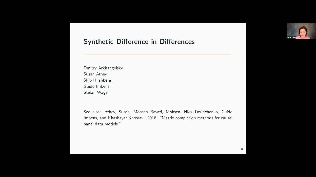 Susan Athey: Synthetic Difference in Differences