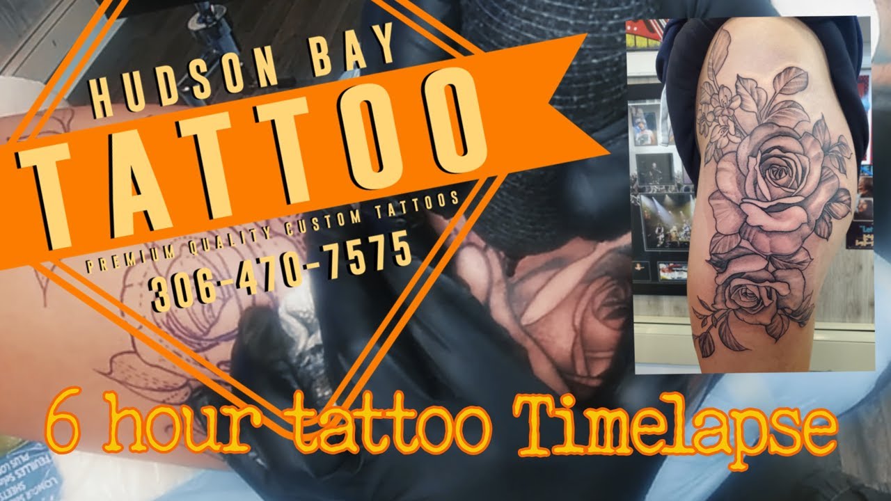 Large Scale Fineline Roses - 6 Hour Hip Tattoo Timelapse!!!