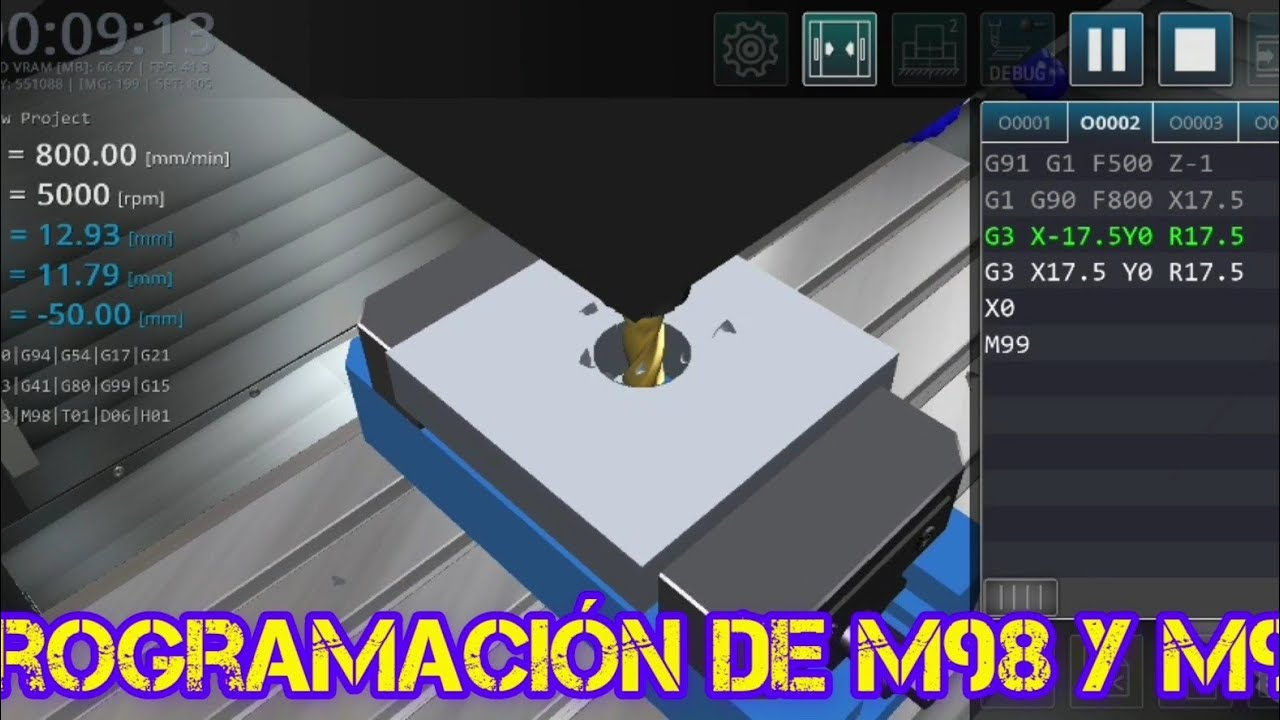 Ejercicios de programación con Sub progama con M98 y M99 centro de mecanizado cnc #fabricación #cnc