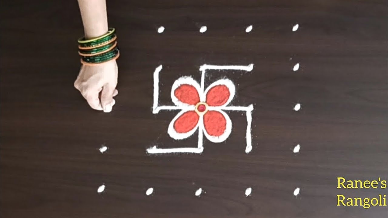 Daily rangoli | beautiful swastik rangoli | festival muggulu | sangu korlam 