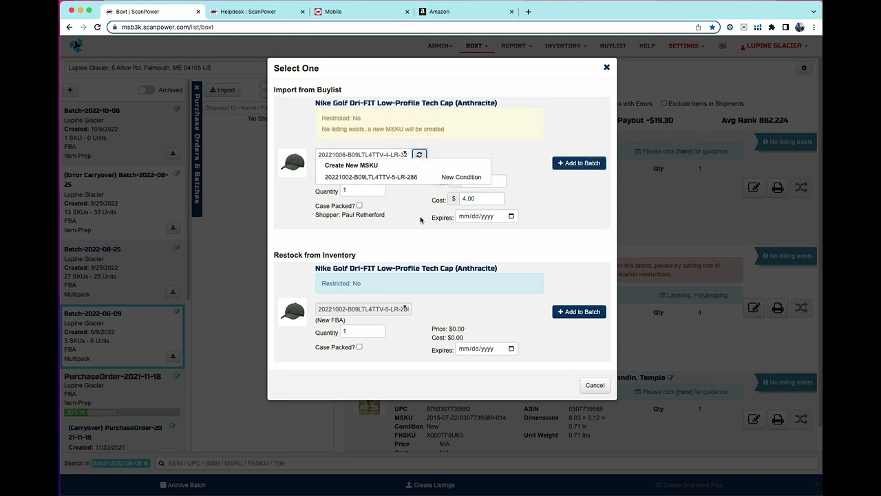 Listing flow for new Boxt. No need to use the Send to Amazon flow.