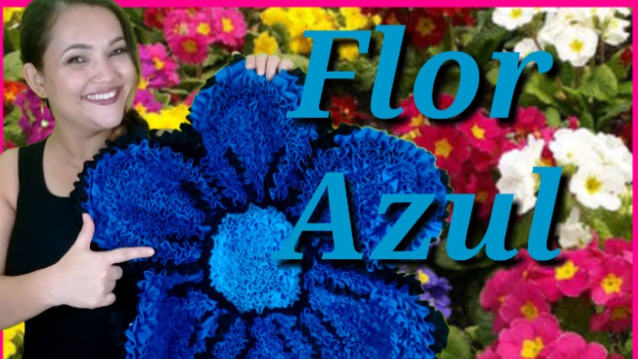 Tapete fru fru de flor azul