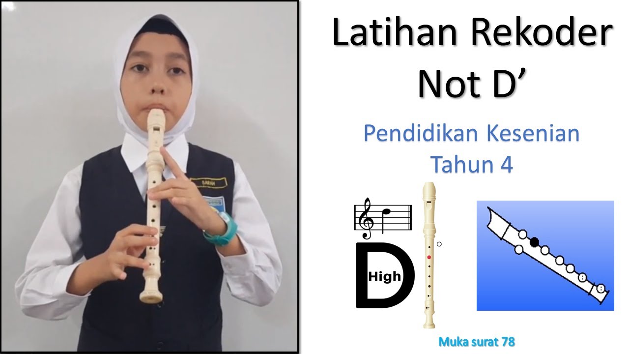 Latihan Rekoder Not D' - Penjarian Not C' ,B, A, dan G - Pendidikan Kesenian Muzik Tahun 4