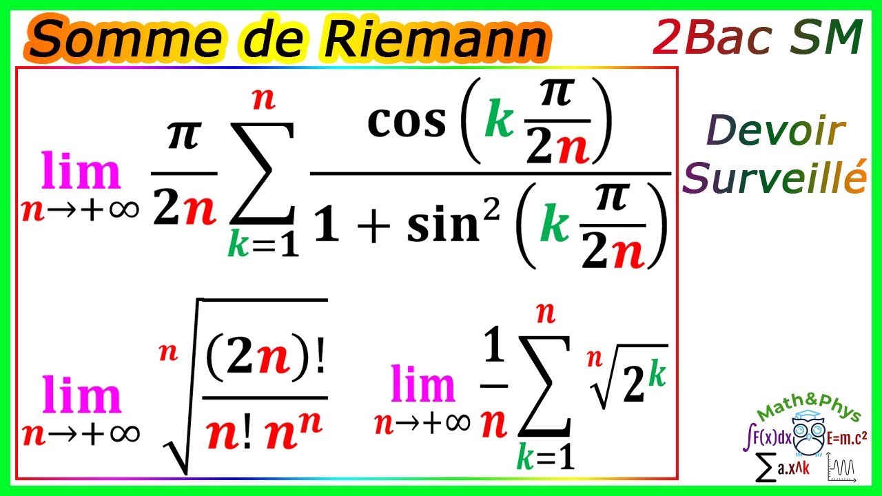 Intégrale de Riemann - Somme de Riemann - Calcul Intégral - 2 Bac SM - [Exercice 14]