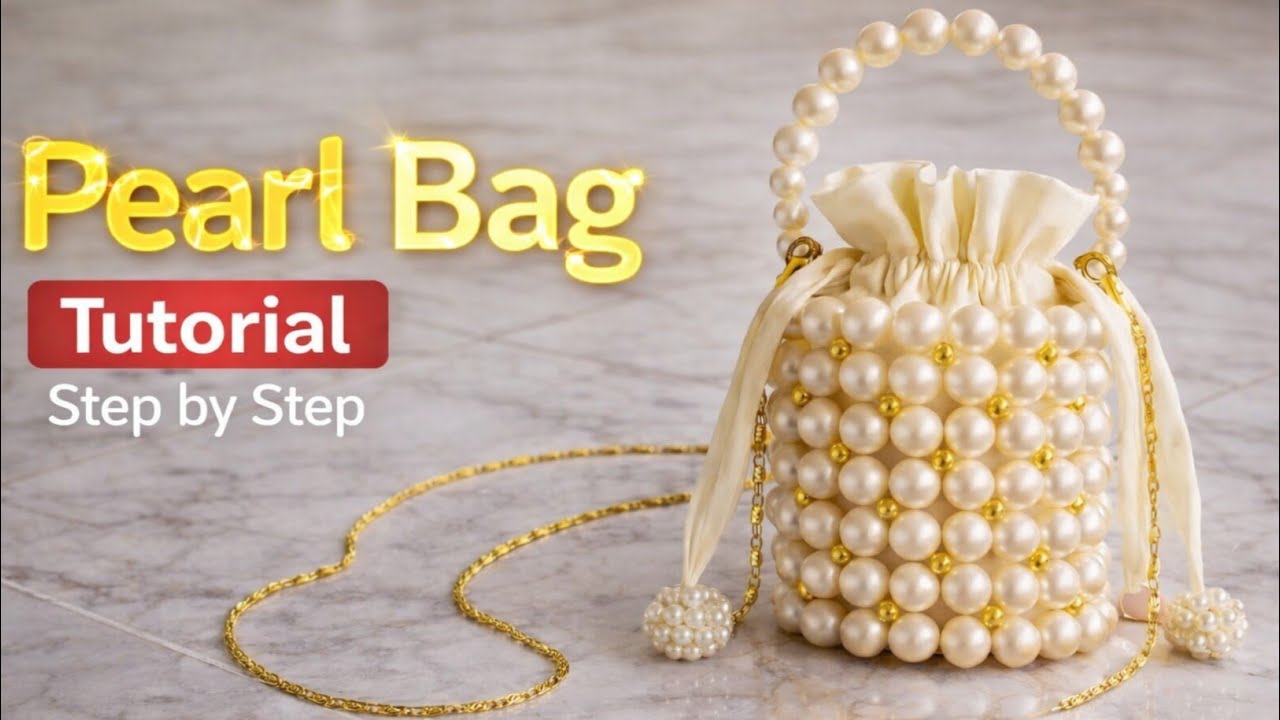 HOW TO MAKE BEADED BUCKET BAG | HOW TO Make PEARL BEADED BAG | DIY Vintage pearl Beaded Bag