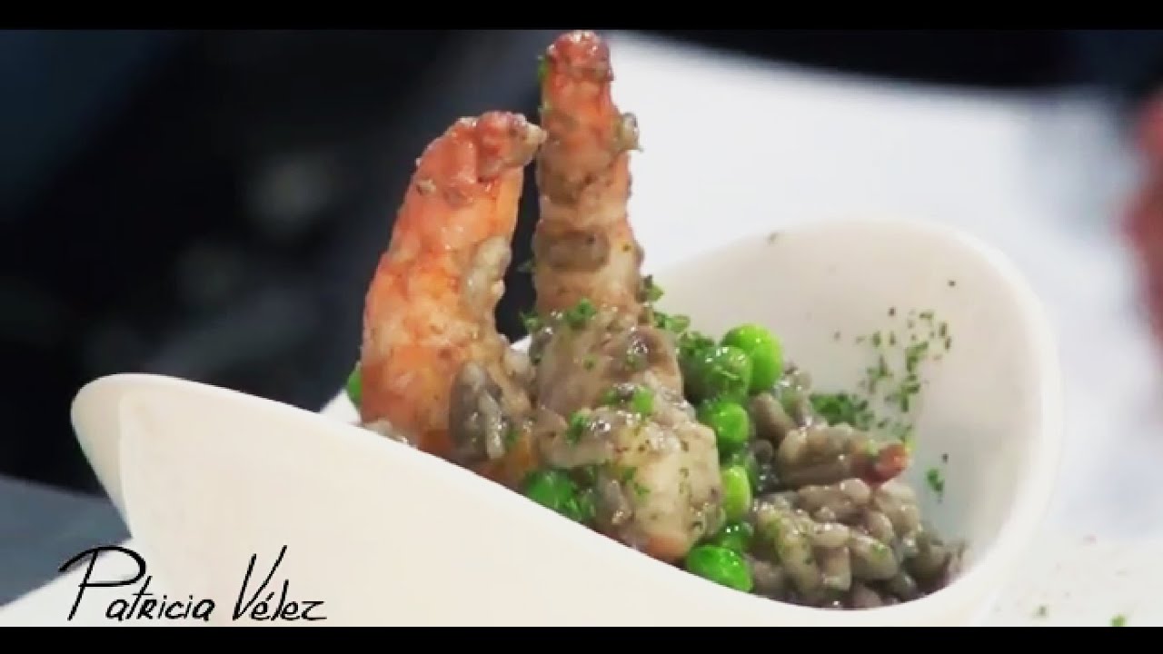 Receta  Risotto negro de calamares y langostinos