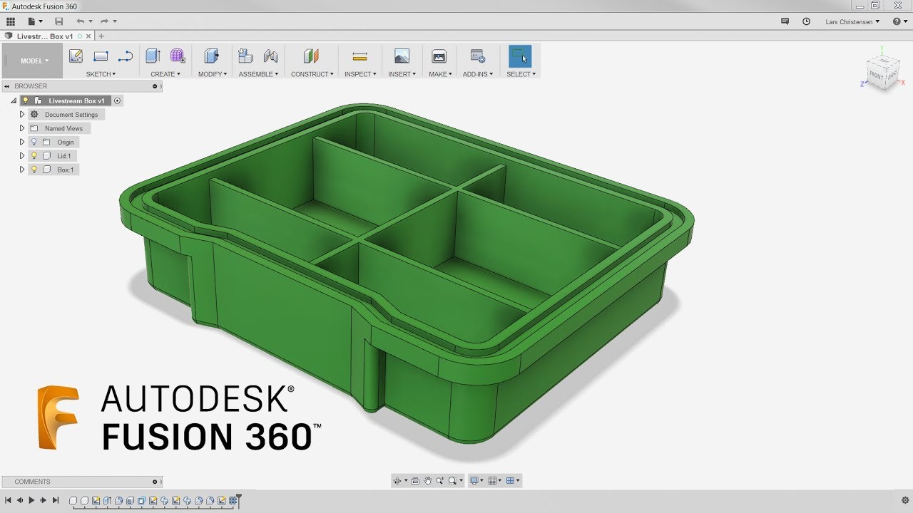 Model O-ring Grooves in a Box with Dividers — Fusion 360 Tutorial — #LarsLive 140