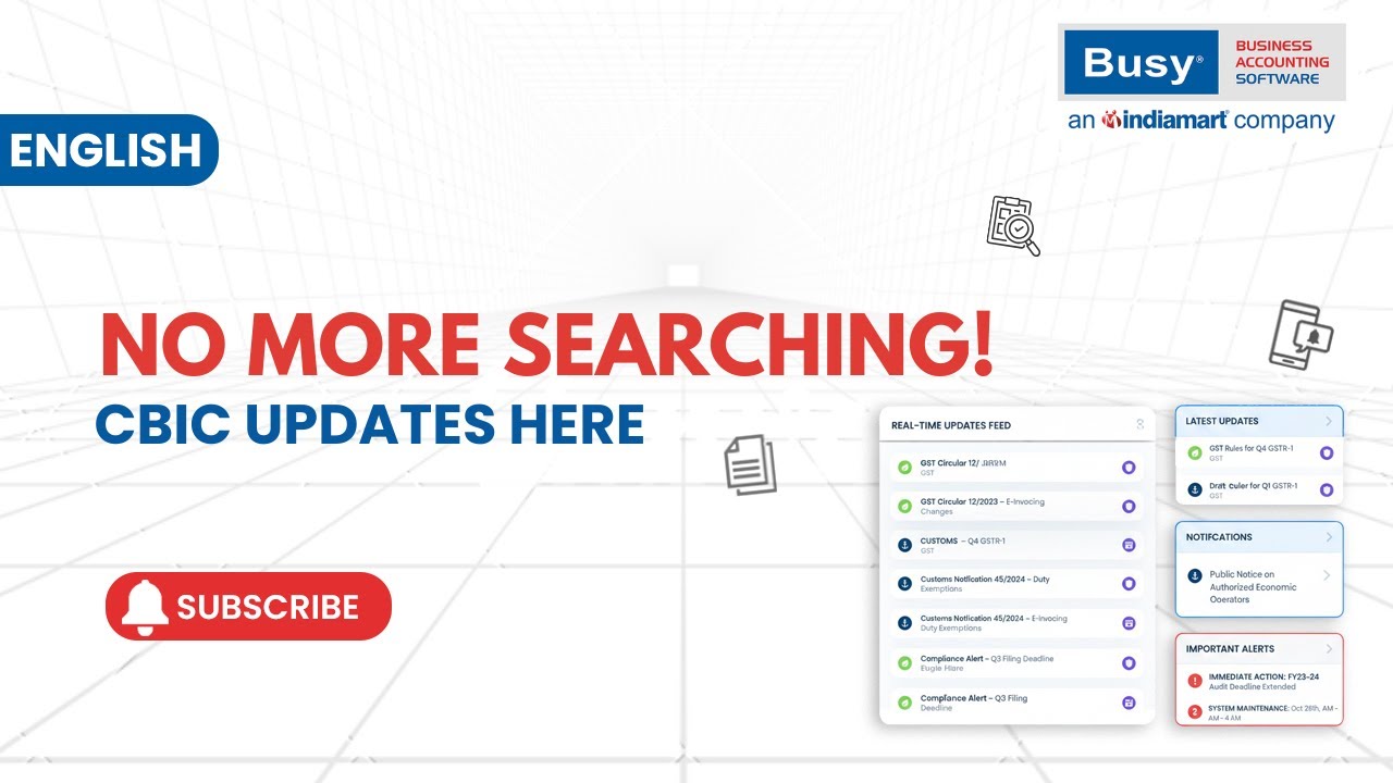 Missing CBIC Updates? Access GST Circulars & Notifications in BUSY (One-Click) | English