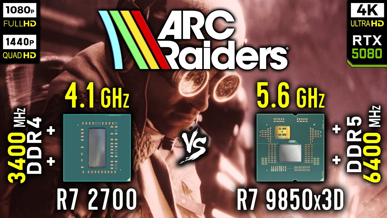 Ryzen 7 2700 vs Ryzen 7 9850x3D in ARC Raiders | RTX 5080 [ 1080p, 1440p, 4K ]