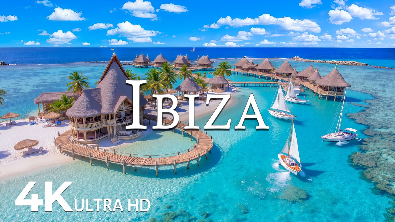 FLYING OVER IBIZA (4K UHD) &ndash; Soothing Music Along With Beautiful Nature Video - 4K Video ULTRA HD