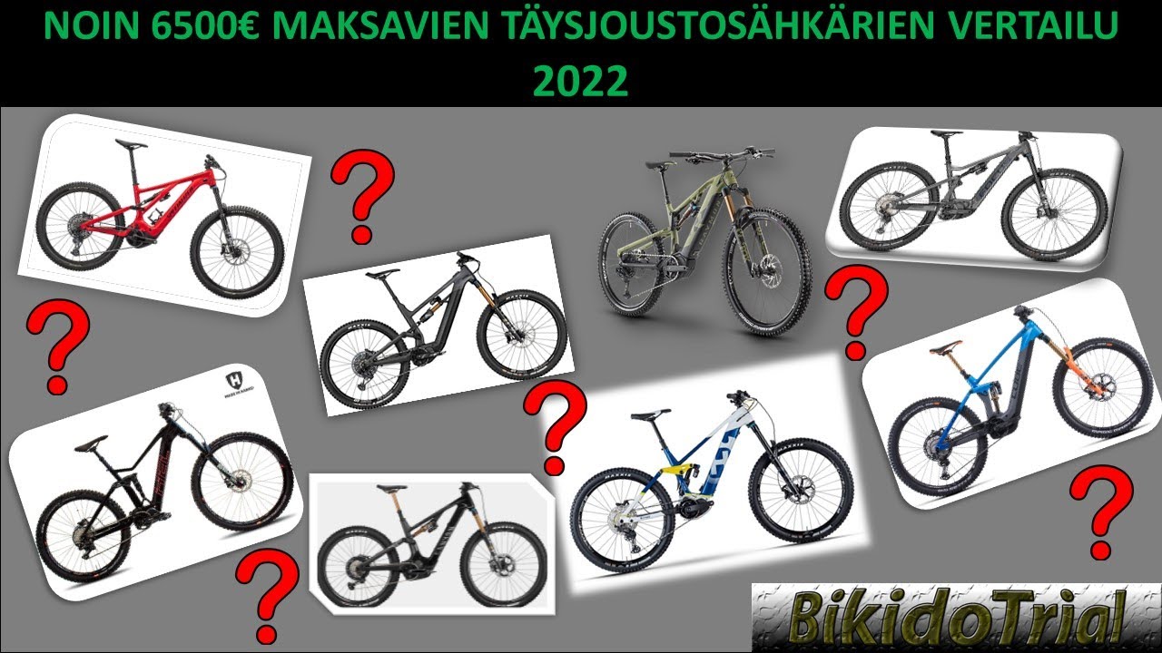 Sähköpyörävertailu 2022 (ylemmän keskiluokan täysjoustoiset, noin 6500€ maksavat)