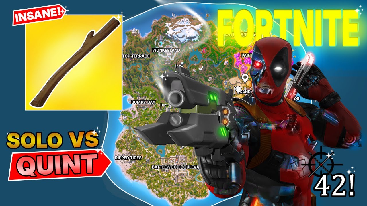 Insane Solo vs Quint Fortnite Game — 42 Kills with the Rare Stick of Truth