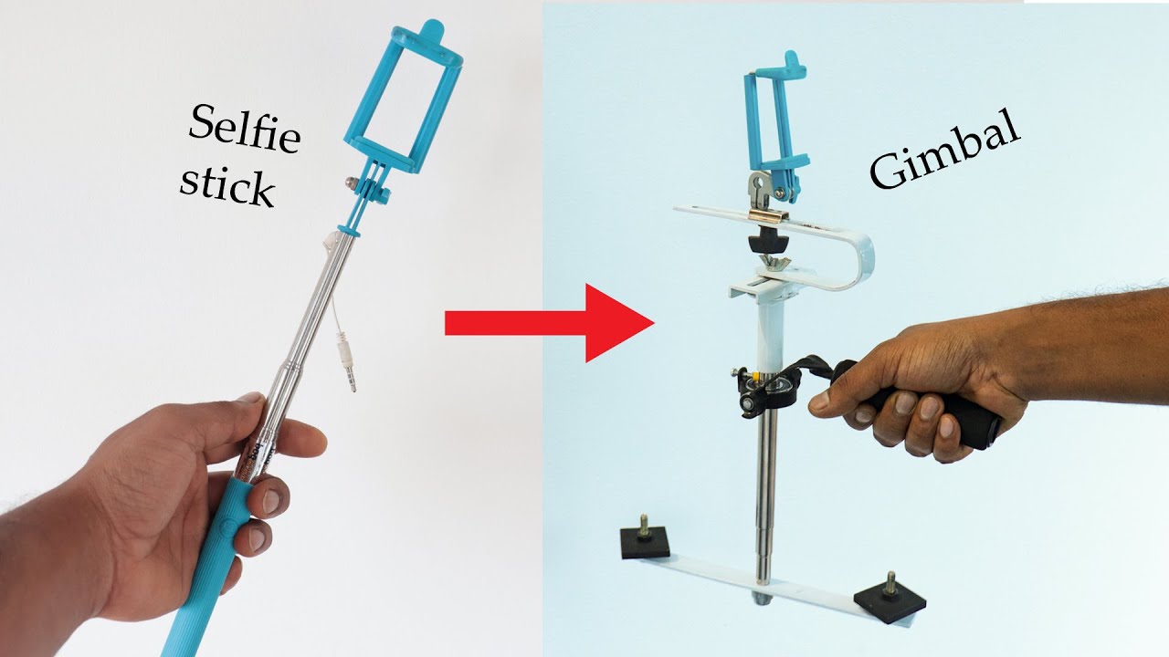 How to make Gimbal from a selfie stick. DIY camera stabilizer | Science farm