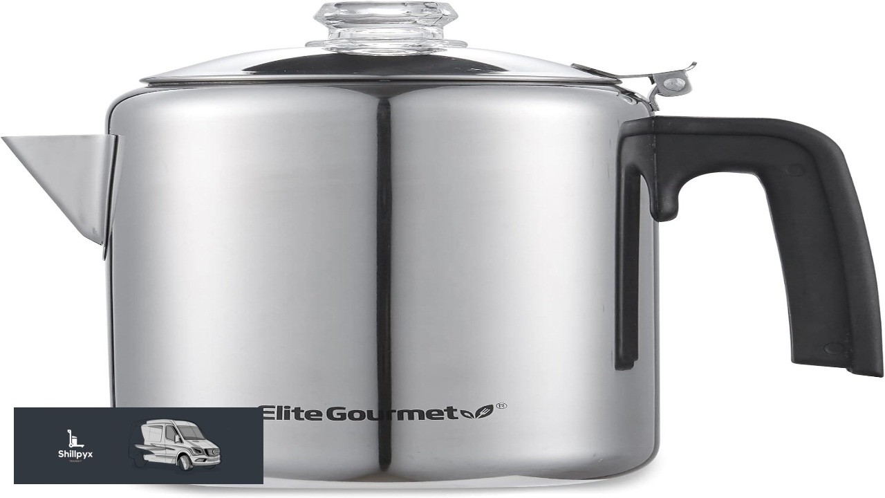 Elite Gourmet EC008 Classic Stovetop Coffee Percolator Glass Clear Brew Progress Knob
