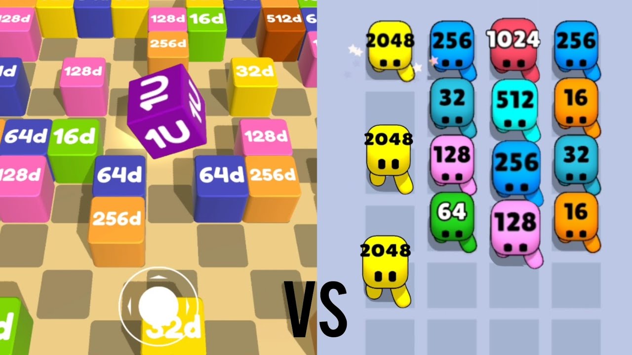 RollCube2048 VS 2048 Merge Master (grow cubes)