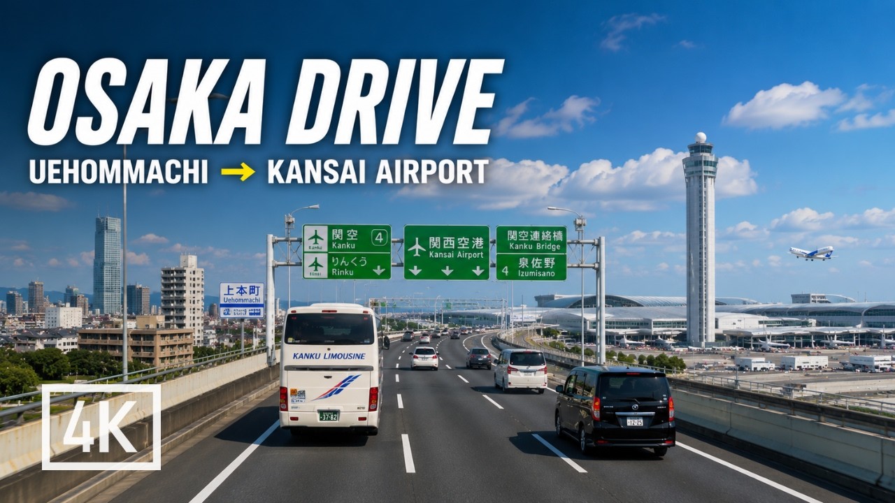 4K 大阪 🇯🇵 上本町到关西国际机场｜机场大巴全程实录 Kansai Airport Bus