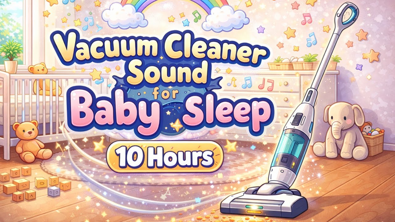 Vacuum Cleaner Sound for Baby Sleep (10 Hours) | Soothing White Noise for Babies