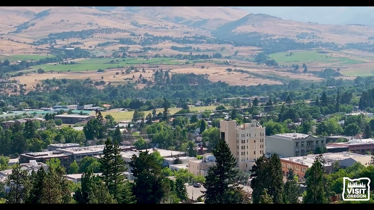 Ashland Oregon Lythia Park & Downtown Aerial View
