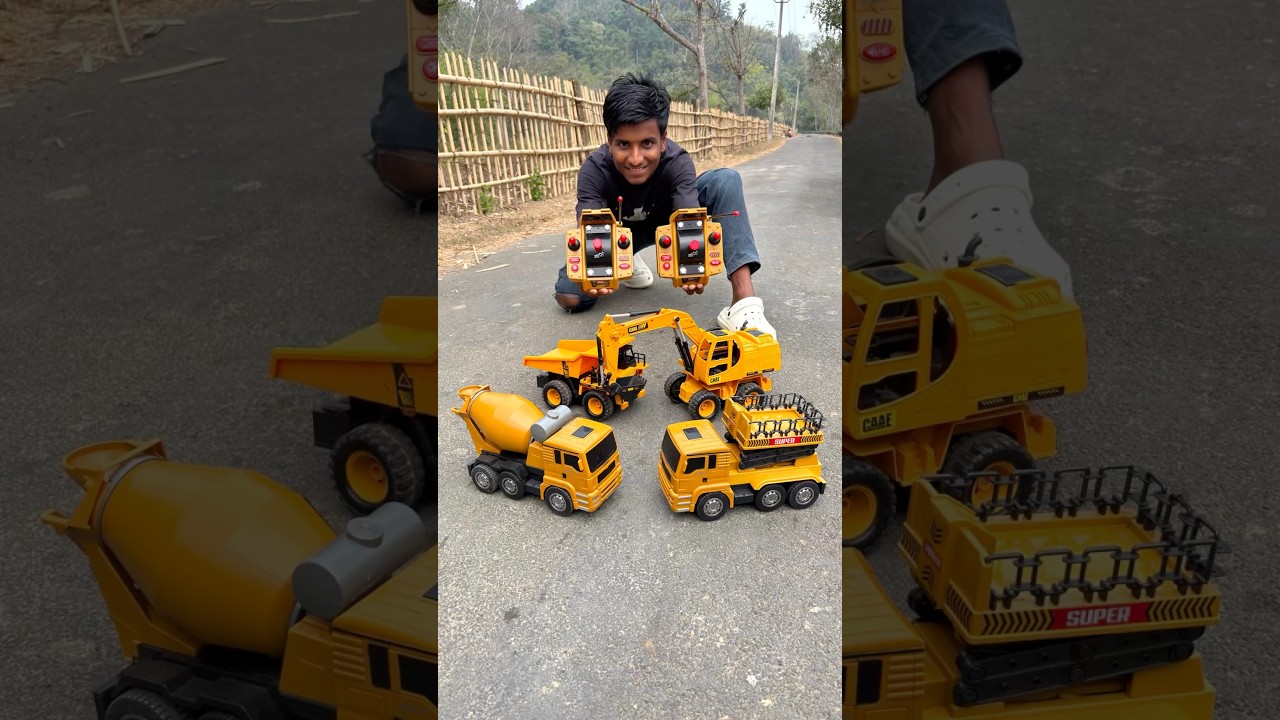 Rc Jcb Excavator Mixer Truck & Dumper Truck Unboxing Tasting 😋