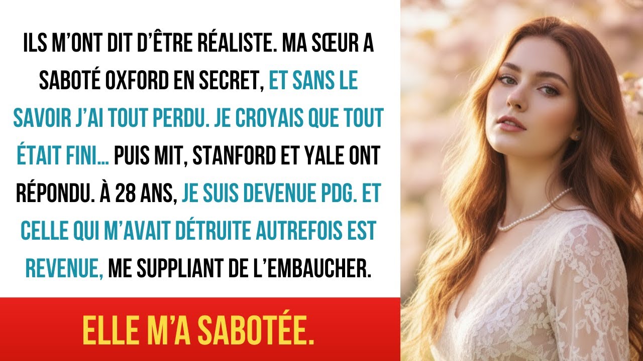Ma sœur a saboté Oxford — 10 ans plus tard, elle m’a suppliée quand je suis devenue PDG à 28 ans