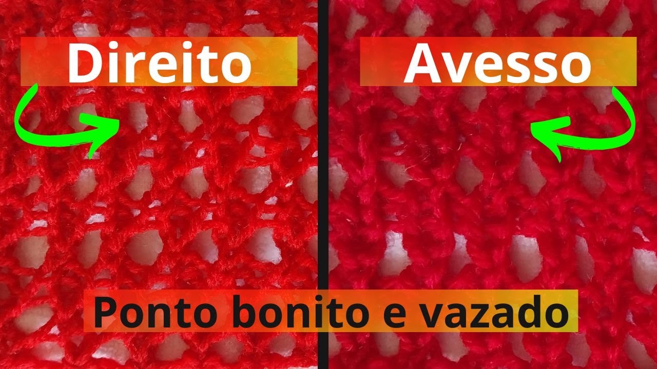 ❤️ Aprenda um ponto bonito e vazado | 4 carreiras |Tricotheando