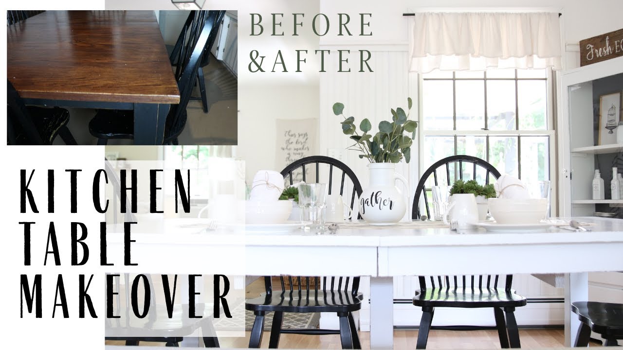 Table Makeover ~ Kitchen Table Redo ~ Painted Furniture ~ Farmhouse Table