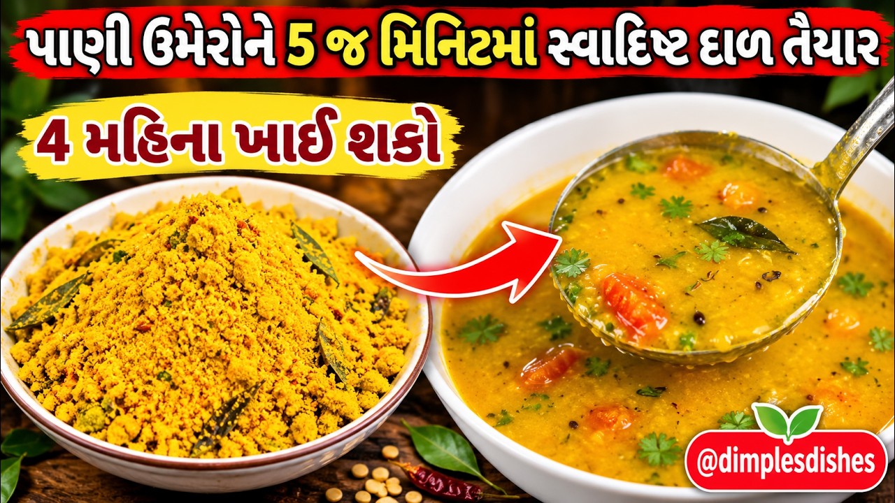 વઘારની ઝંઝટ વગર મિનિટોમાં ગુજરાતી દાળ પ્રીમીક્સ પાવડર Instant Dal Premix Powder for Student&Traveler