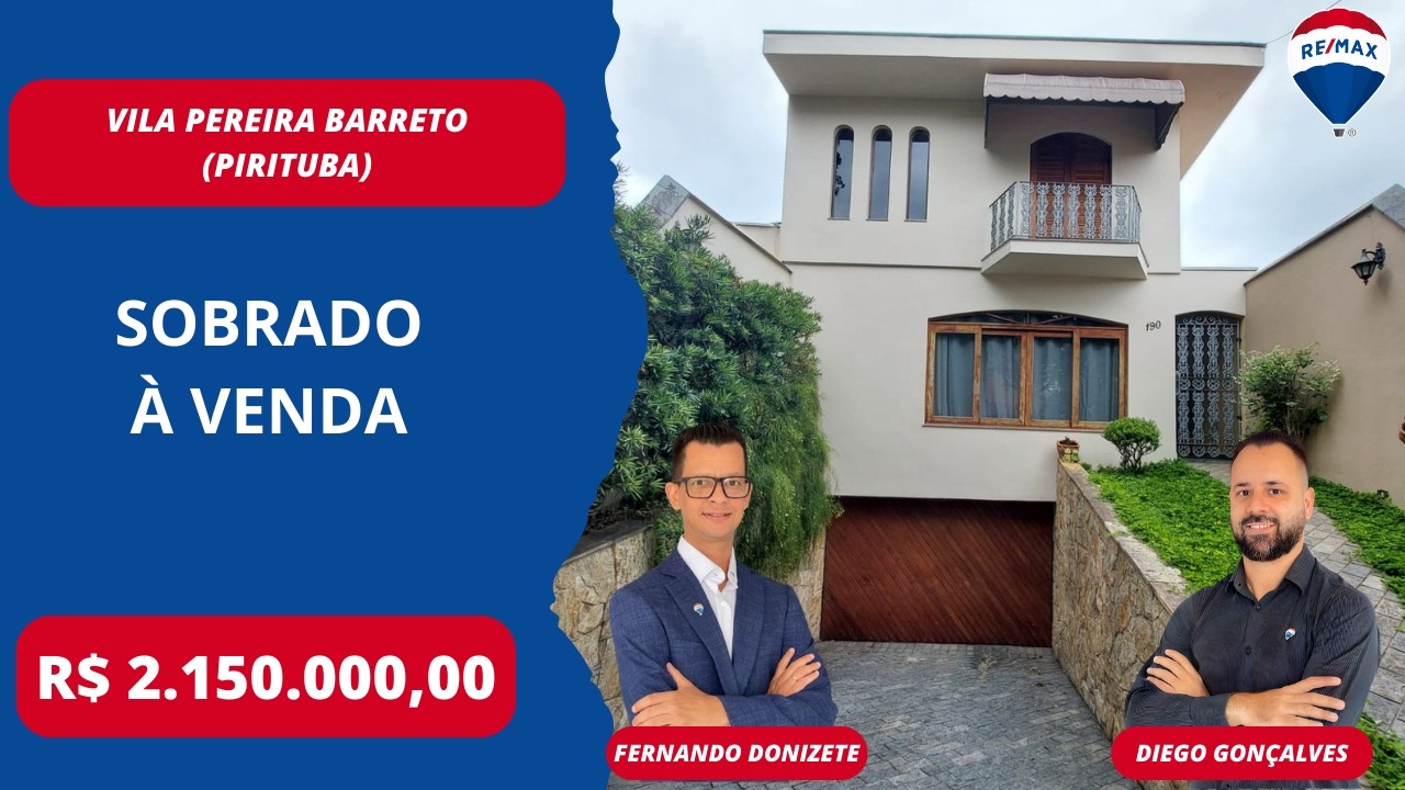 Sobrado com 3 Suítes e 8 Vagas à Venda na Vila Pereira Barreto (Pirituba) - São Paulo/SP