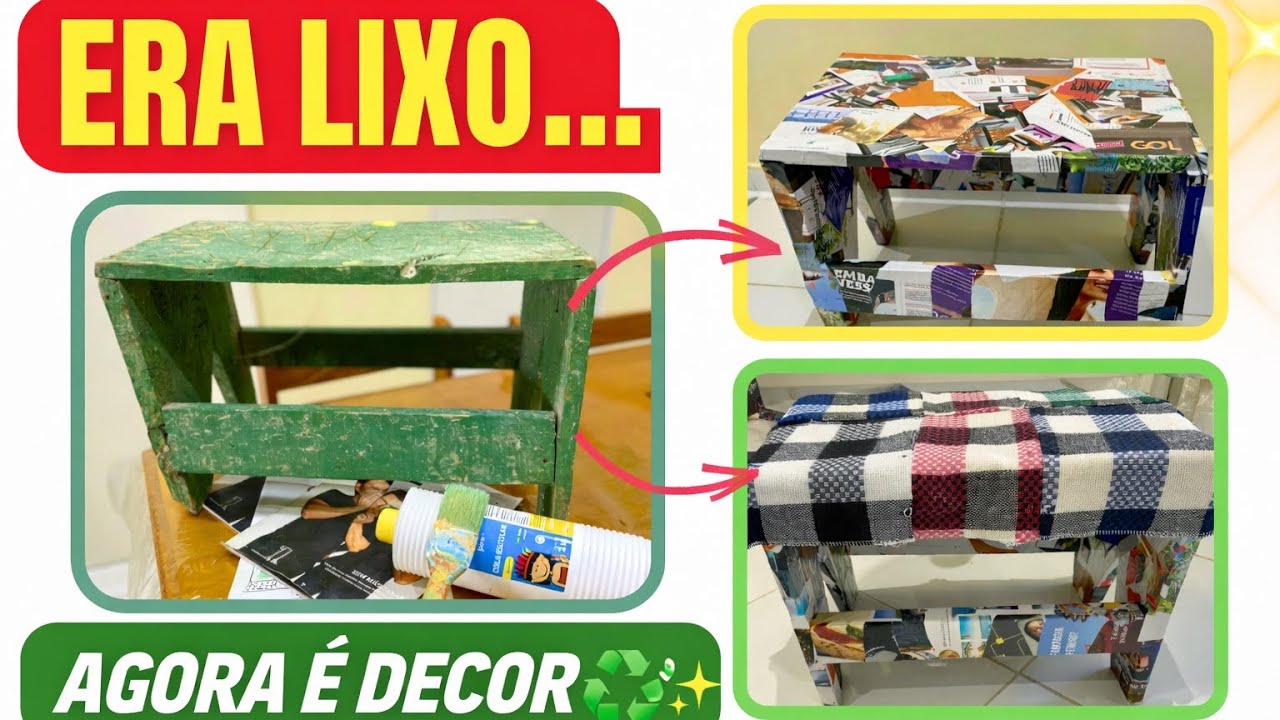 👉 Do Lixo ao Luxo: Transformei um Banco de Obra em Peça Decorativa ♻️✨Reciclagem Criativa | DIY