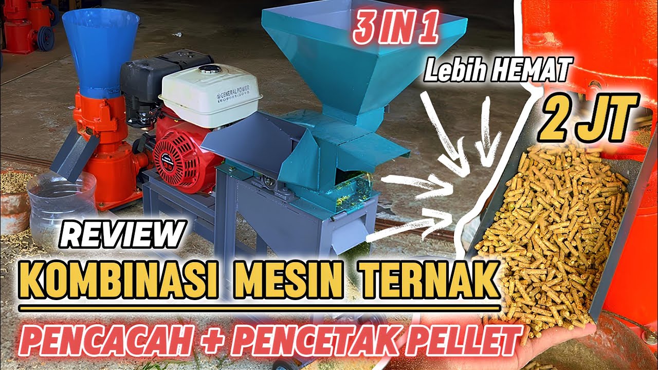 KOMBINASI MESIN PENCETAK PELLET + MESIN PENCACAH RUMPUT || 1 mesin 3 fungsi lebih hemat 2jt