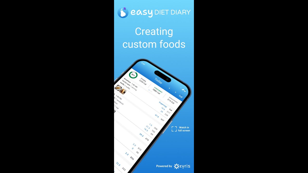 Easy Diet Diary - Creating custom foods