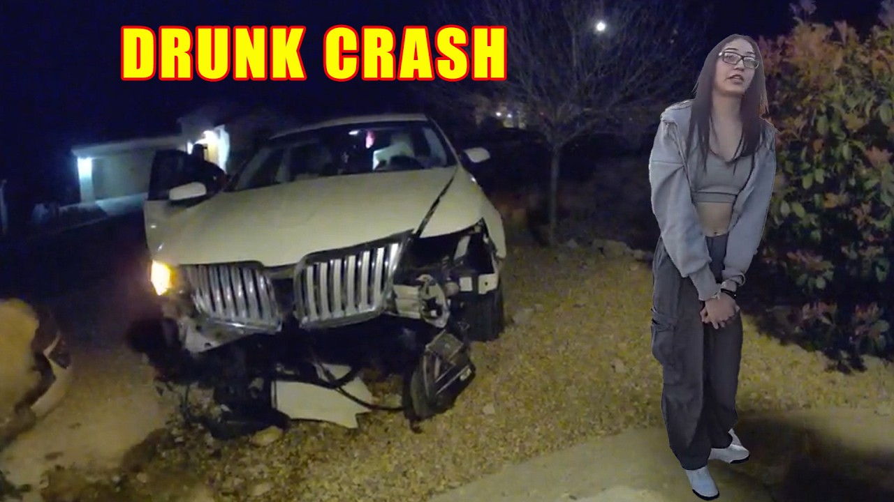 Extremely Drunk Woman Crashes into Front Yard of House (with Surveillance Footage of the Crash)