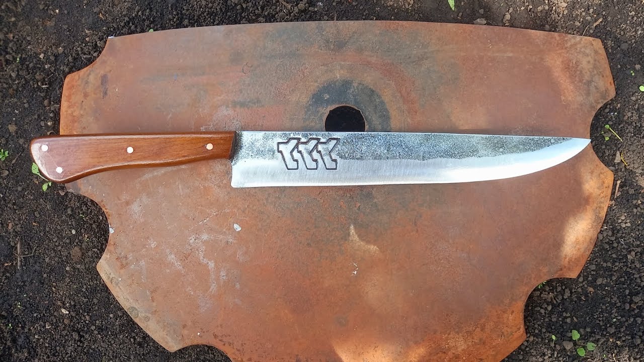 Faca Bruta Artesanal Áço Carbono 3mm disco de arado cabo full Tang cuchillo hecho a mano