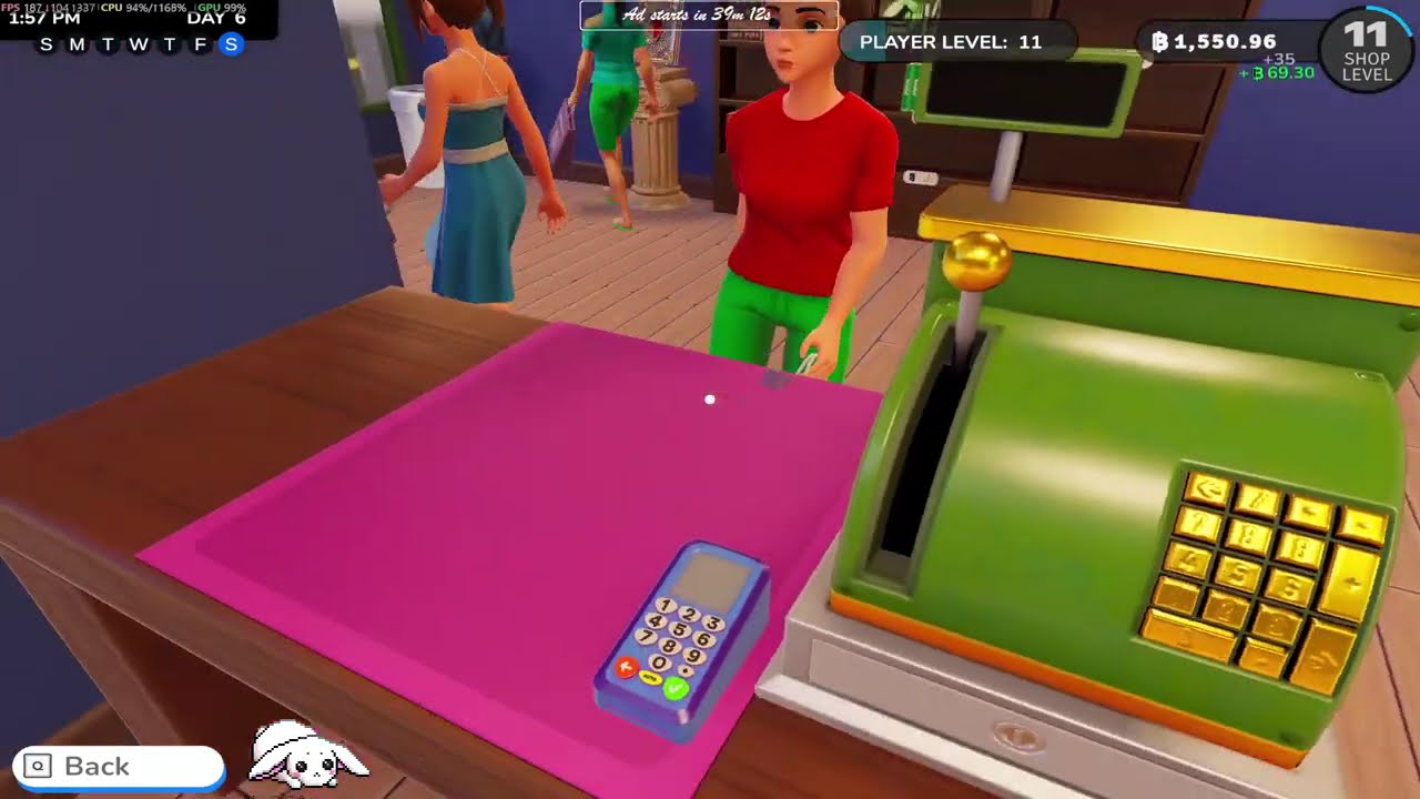 Bookshop Simulator Day 2: Bookstore improvements!