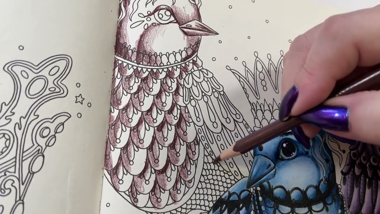Adult Coloring | Magical Dawn | Three Birds page Part 3