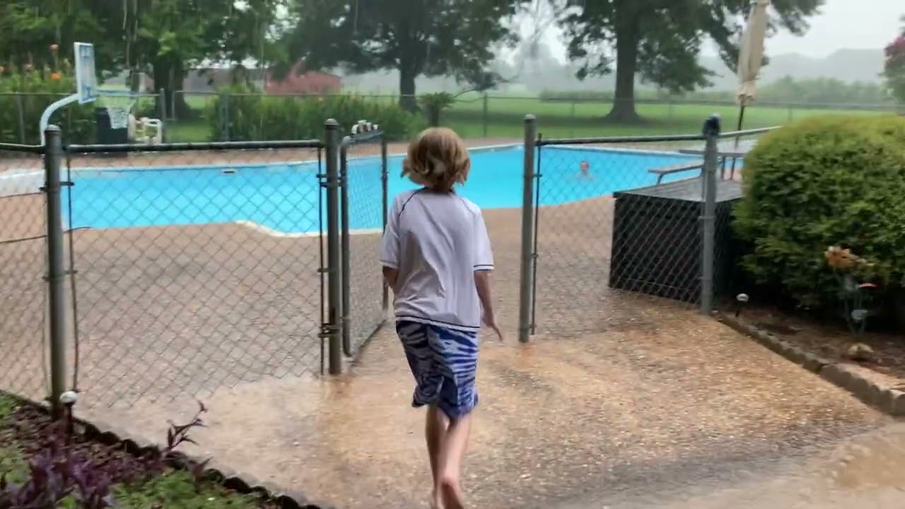 Max mowing and singing, Bess glass blowing, Ezra rainy swim, youth activity swim Summer 25