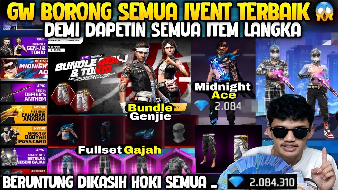 GW BORONG SEMUA IVENT TERBAIK DIAKUN FREE FIRE GW AGAR AKUN GW JADI SULTAN DAN LANGKA 😱