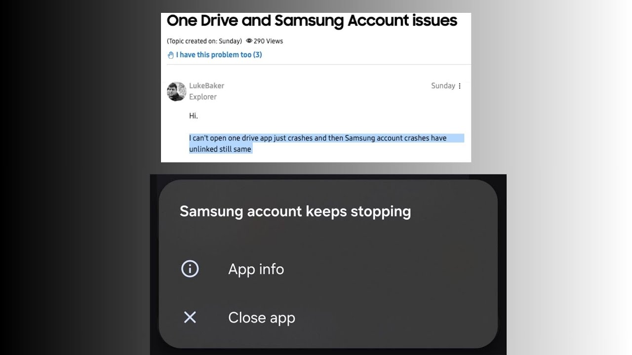 Приложение Samsung Account аварийно завершает работу с ошибкой 