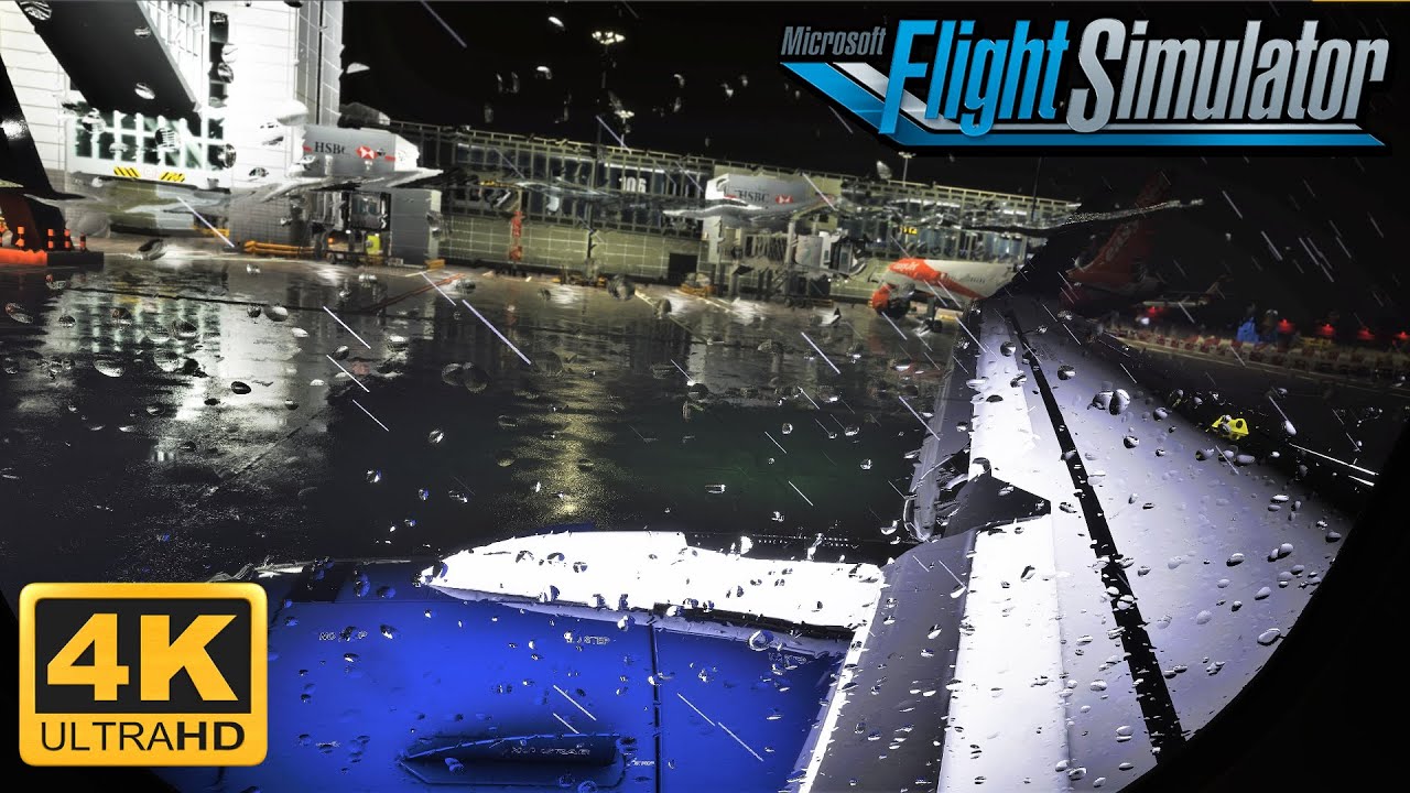 (4K) Microsoft Flight Simulator 2020 *ULTRA GRAPHICS RAINY TAKEOFF* | London Gatwick AIG Scenery