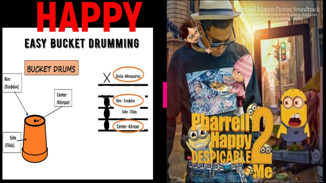 ΗAPPY  - Pharrell Williams Bucket Drumming (easy arrangement)