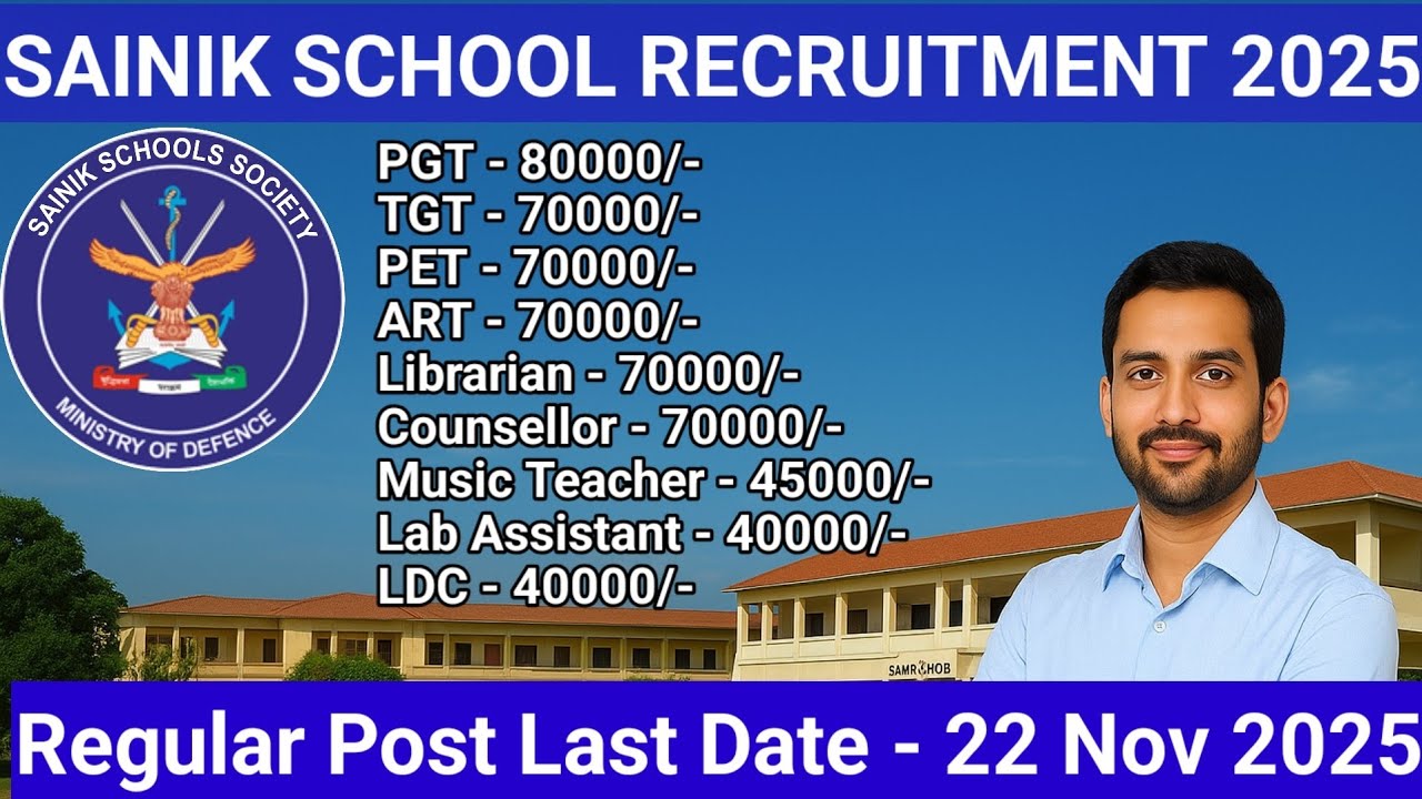 Sainik School Recruitment 2025 | Permanent PGT TGT Teacher Vacancy #teacherrecruitment #teacherjobs 