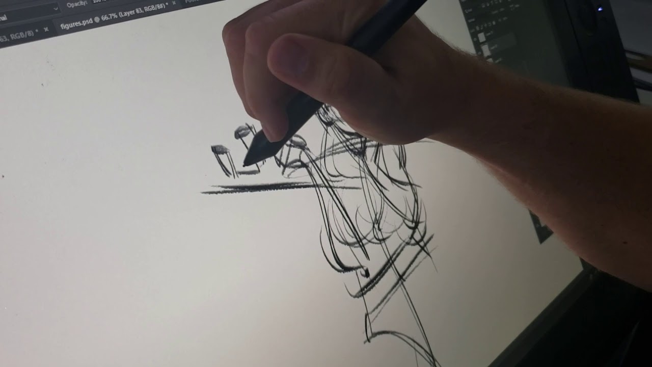 Gesture drawing for warming up at work.