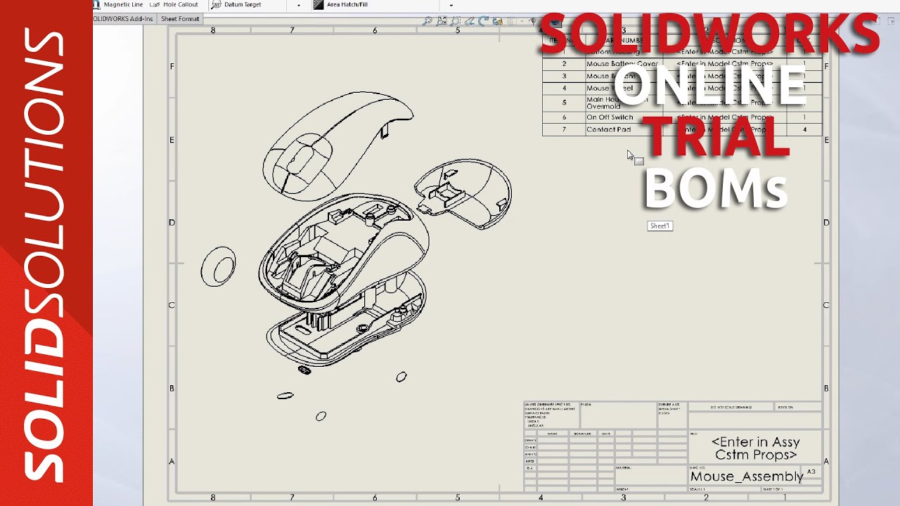 How to produce BOMs and Exploded Views in SOLIDWORKS - SOLIDWORKS Online Trial