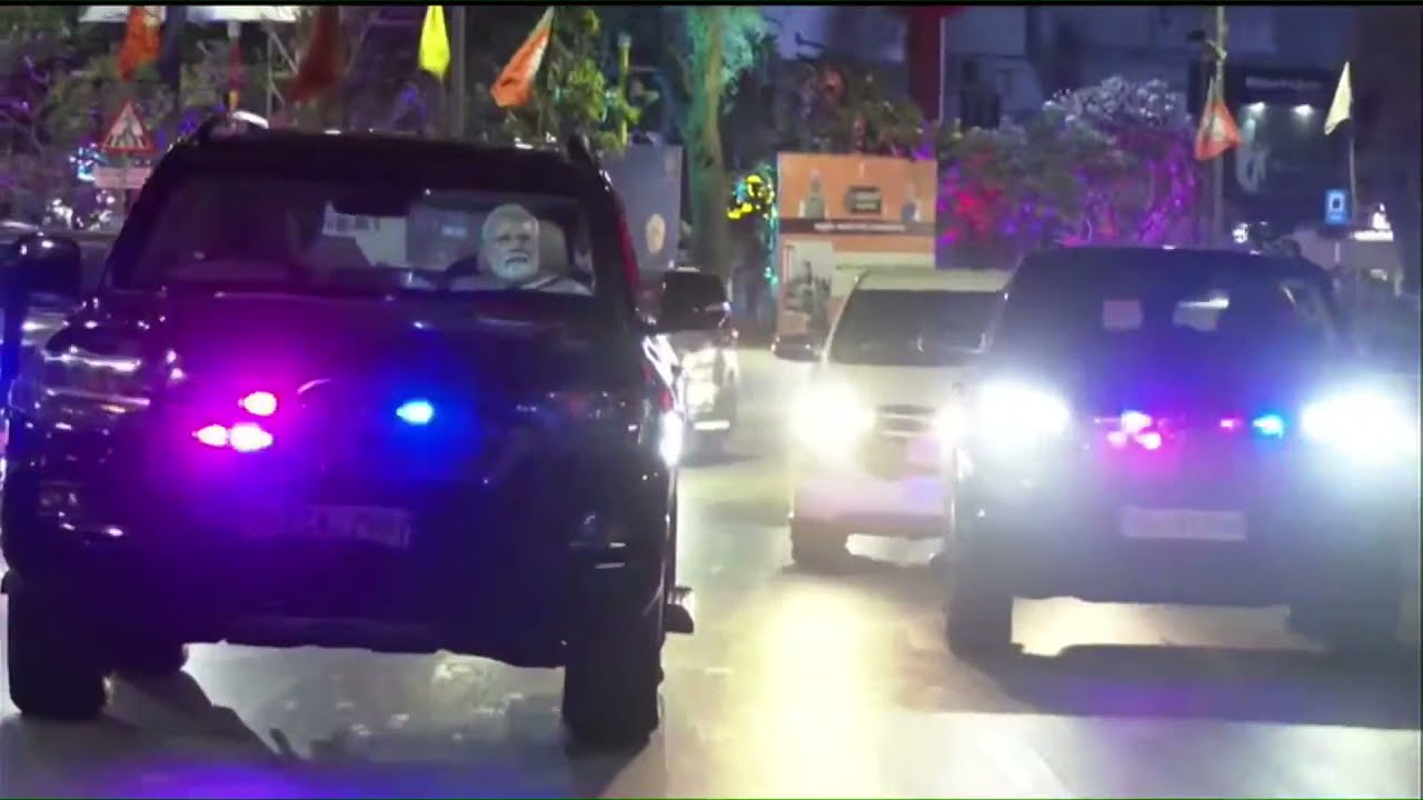 PM Modi's road show in Ahmedabad, Gujarat