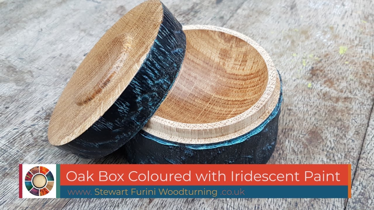 Woodturning an Oak Box with Iridescent Colours