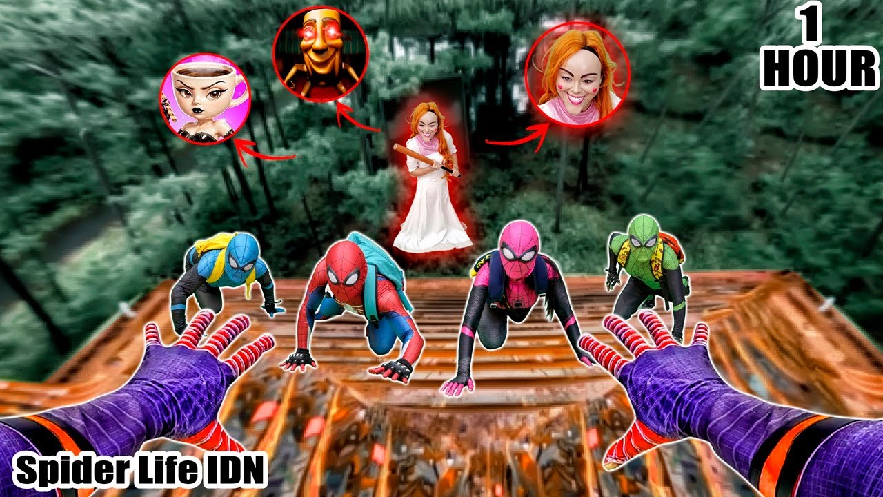 🕷️ 4 SPIDERMAN😨 Kabur dari Wanita Tersenyum | Film Horor Kejar-kejaran POV