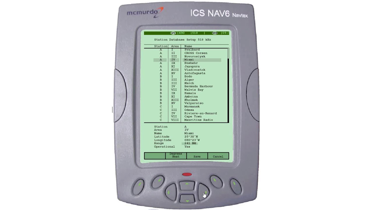 NAVTEX - Changing the Miami CRS in 518 kHz station database and deleting Bushehr CRS