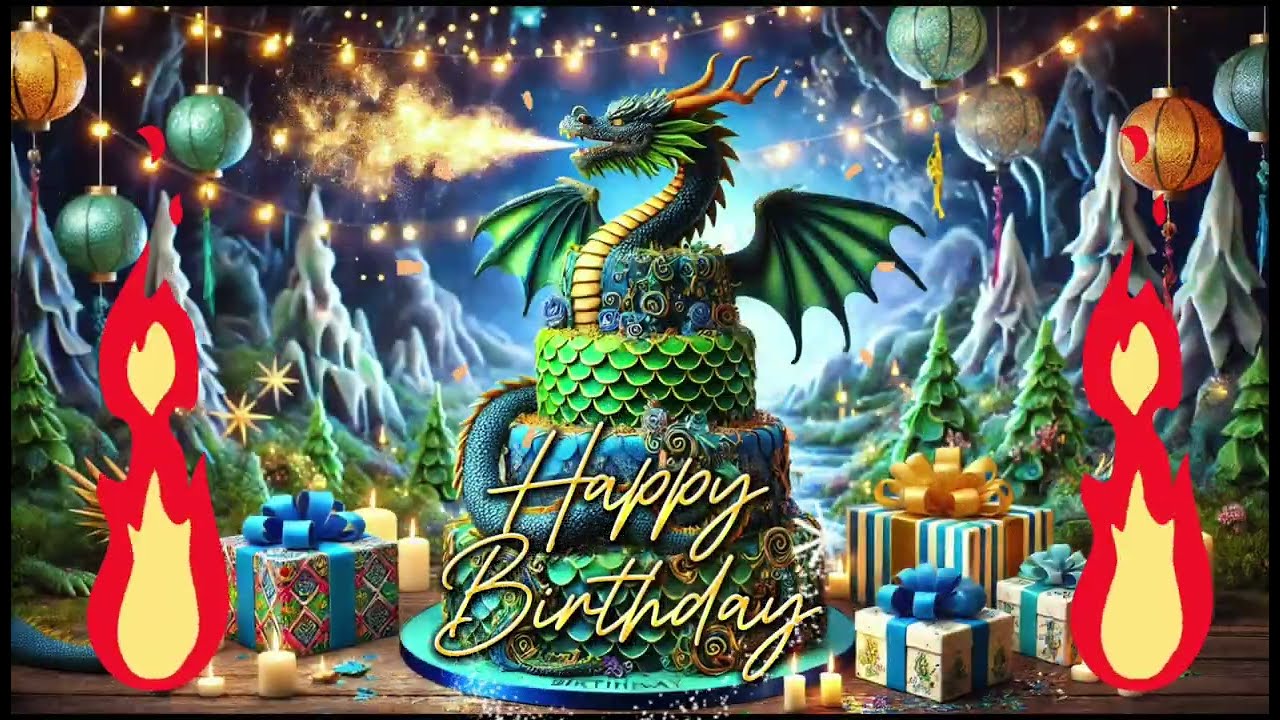 Happy Birthday Song Dragon Cake Explosion  Epic Fantasy Birthday Cake Animation